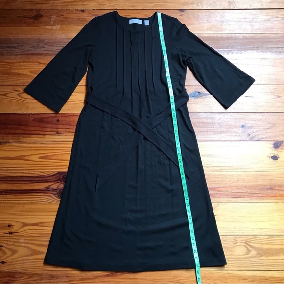 Liz Claiborne Basic Black Belted 3/4 Sleeve Dress, EUC, M - Picture 9 of 14